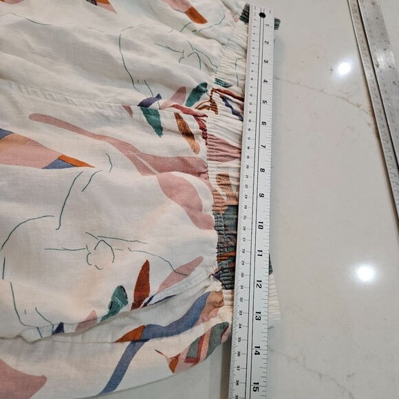 Cynthia Rowley Linen Floral Cropped Pants Size Small Tropical Multicolor - Picture 9 of 11